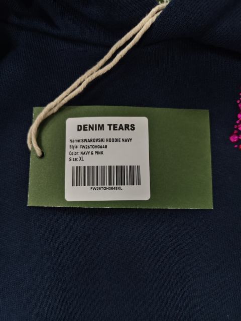 [1:1 TOP QUALITY] Denim Tears Navy Rhinestone Cotton Wreath Pullover Hoodie