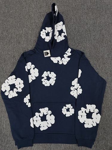 [1:1 TOP QUALITY] Denim Tears Navy Blue Foam Cotton Wreath Pullover Hoodie
