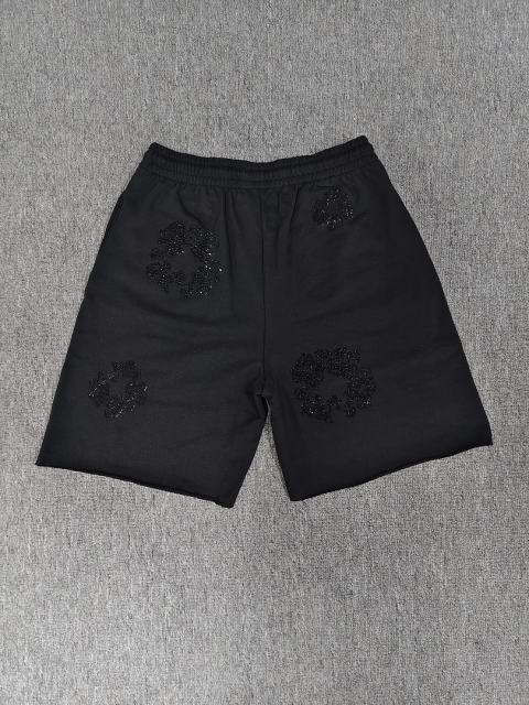 [1:1 Top Quality] Denim Tears Black Rhinestone Cotton Wreath Shorts