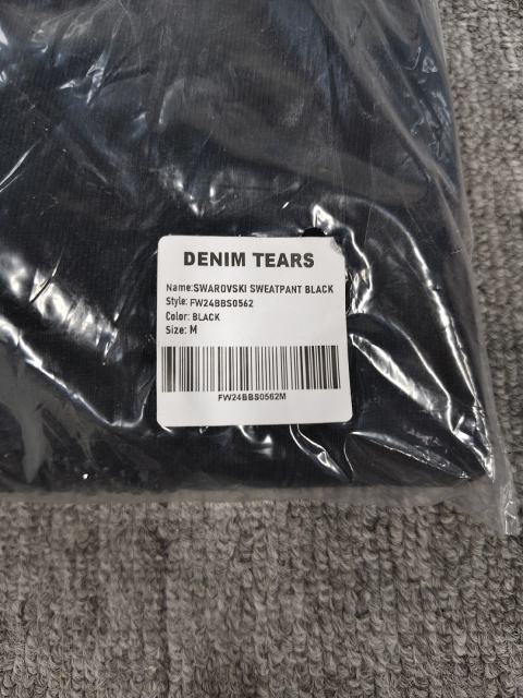 [1:1 Top Quality] Denim Tears Black Rhinestone Cotton Wreath Joggers