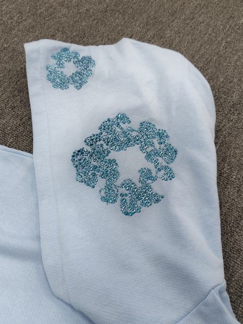 [1:1 TOP QUALITY] Denim Tears Blue Rhinestone Cotton Wreath Pullover Hoodie