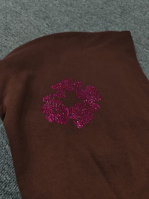 [1:1 TOP QUALITY] Denim Tears Coffee Brown Hot Pink Rhinestone Cotton Wreath Pullover Hoodie