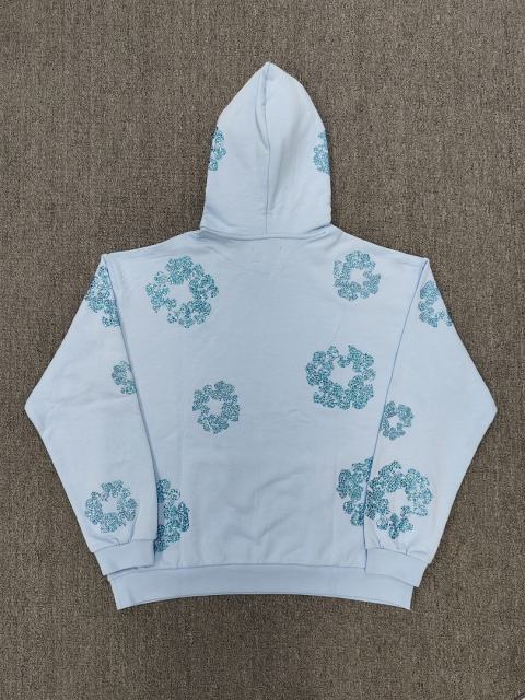 [1:1 TOP QUALITY] Denim Tears Blue Rhinestone Cotton Wreath Pullover Hoodie