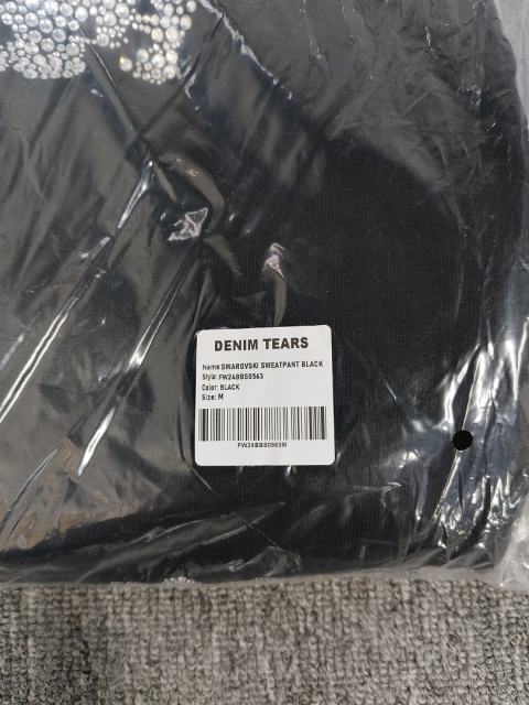 [1:1 Top Quality] Denim Tears Black Silver Rhinestone Cotton Wreath Joggers