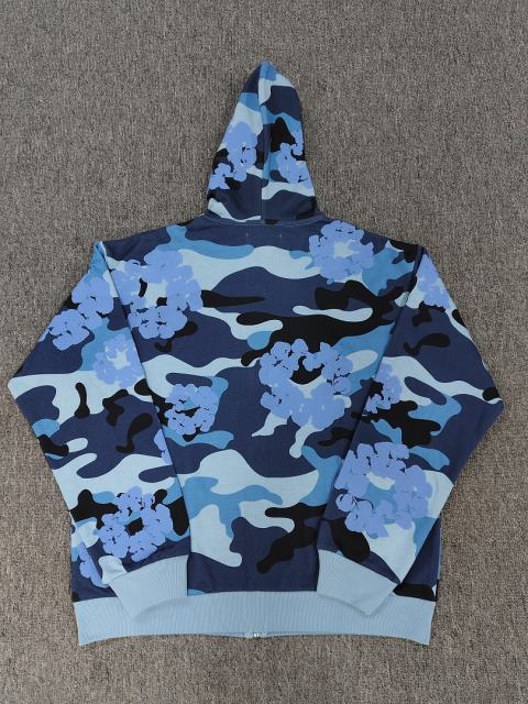 [1:1 TOP QUALITY] Denim Tears Blue Camo Tone-On-Tone Light Blue Foam Cotton Wreath Full Zip Hooded Jacket