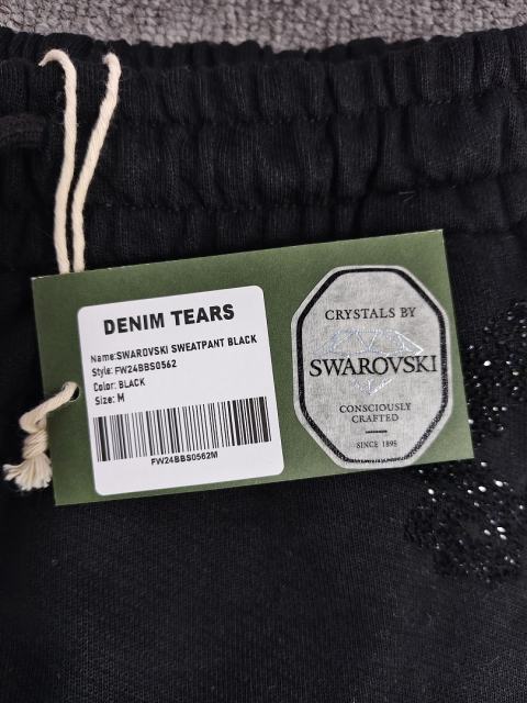 [1:1 Top Quality] Denim Tears Black Rhinestone Cotton Wreath Joggers