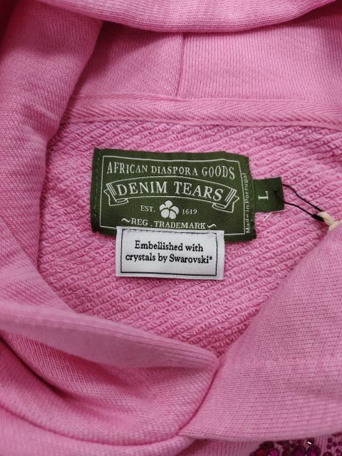[1:1 TOP QUALITY] Denim Tears Pink Rhinestone Cotton Wreath Pullover Hoodie