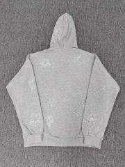 [1:1 Top Quality] Denim Tears Rhinestone Zipped Hoodie Gray