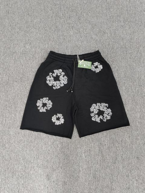 [1:1 Top Quality] Denim Tears Rhinestone Black Cotton Wreath Shorts