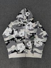 [1:1 TOP QUALITY] Denim Tears Grey Camo White Foam Cotton Wreath Full Zip Hooded Jacket