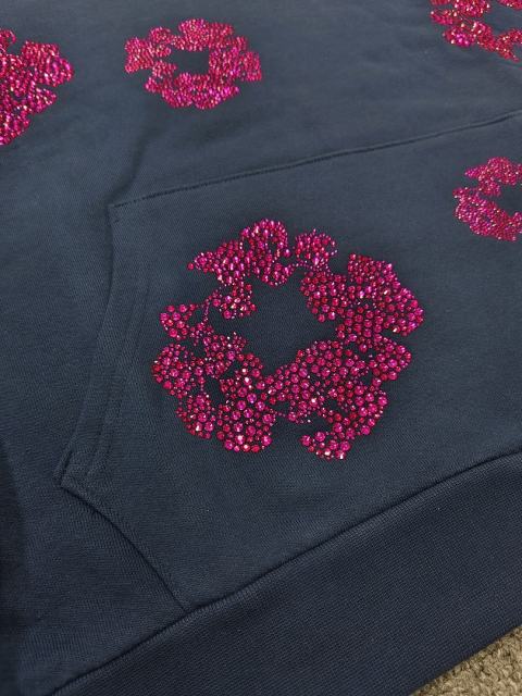[1:1 TOP QUALITY] Denim Tears Navy Rhinestone Cotton Wreath Pullover Hoodie