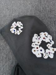 [1:1 TOP QUALITY] Denim Tears Dark Grey Full Zip Colorful Rhinestone White Cotton Wreath Hoodie