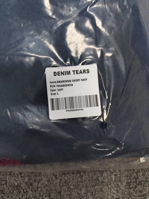 [1:1 Top Quality] Denim Tears Navy Rhinestone Cotton Wreath Shorts