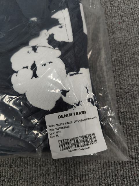 [1:1 Top Quality] Denim Tears Navy Cotton Wreath Straight Sweatpants