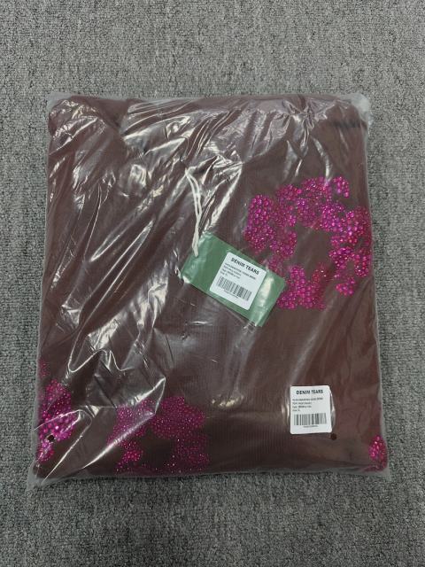 [1:1 TOP QUALITY] Denim Tears Coffee Brown Hot Pink Rhinestone Cotton Wreath Pullover Hoodie