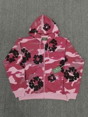 [1:1 TOP QUALITY] Denim Tears Pink Camo Black Foam Cotton Wreath Full Zip Hooded Jacket