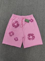 [1:1 Top Quality] Denim Tears Pink Rhinestone Cotton Wreath Shorts