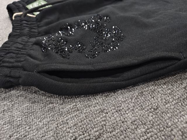 [1:1 Top Quality] Denim Tears Black Rhinestone Cotton Wreath Joggers