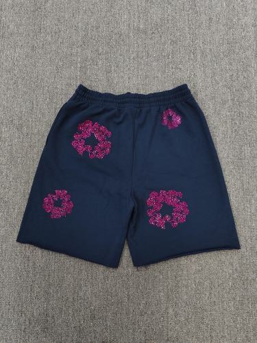 [1:1 Top Quality] Denim Tears Navy Rhinestone Cotton Wreath Shorts