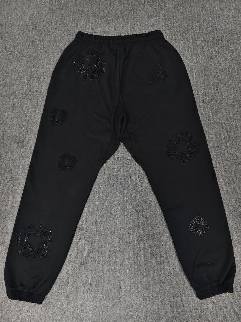 [1:1 Top Quality] Denim Tears Black Rhinestone Cotton Wreath Joggers