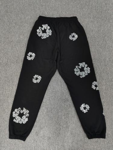 [1:1 Top Quality] Denim Tears Black Silver Rhinestone Cotton Wreath Joggers