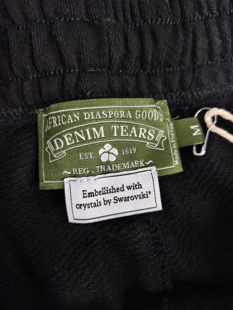 [1:1 Top Quality] Denim Tears Black Rhinestone Cotton Wreath Joggers