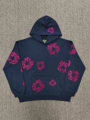 [1:1 TOP QUALITY] Denim Tears Navy Rhinestone Cotton Wreath Pullover Hoodie