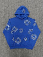 [1:1 TOP QUALITY] Denim Tears Royal Blue Rhinestone Cotton Wreath Pullover Hoodie