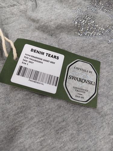 [1:1 Top Quality] Denim Tears Gray Rhinestone Cotton Wreath Shorts