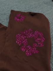 [1:1 TOP QUALITY] Denim Tears Coffee Brown Hot Pink Rhinestone Cotton Wreath Pullover Hoodie
