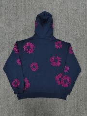 [1:1 TOP QUALITY] Denim Tears Navy Rhinestone Cotton Wreath Pullover Hoodie