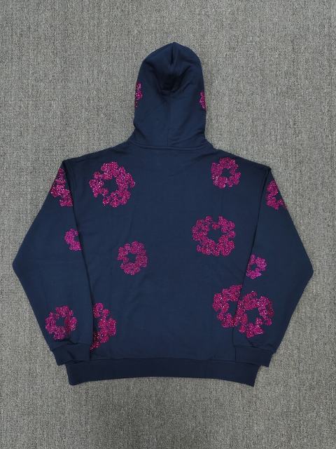 [1:1 TOP QUALITY] Denim Tears Navy Rhinestone Cotton Wreath Pullover Hoodie