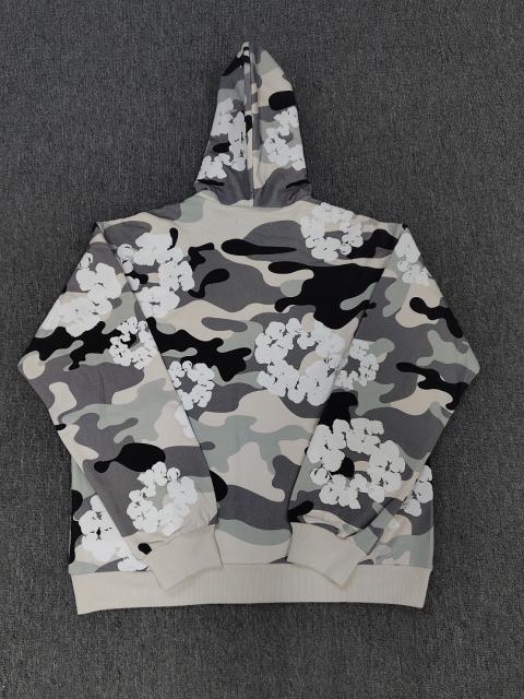[1:1 TOP QUALITY] Denim Tears Grey Camo White Foam Cotton Wreath Full Zip Hooded Jacket