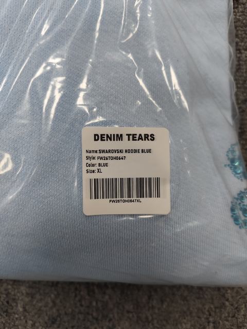 [1:1 TOP QUALITY] Denim Tears Blue Rhinestone Cotton Wreath Pullover Hoodie