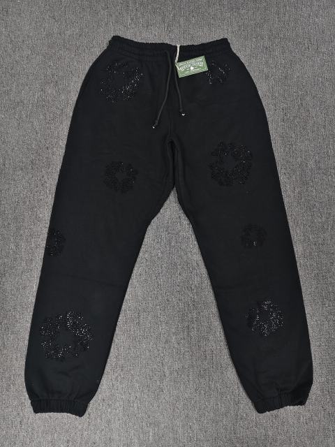 [1:1 Top Quality] Denim Tears Black Rhinestone Cotton Wreath Joggers