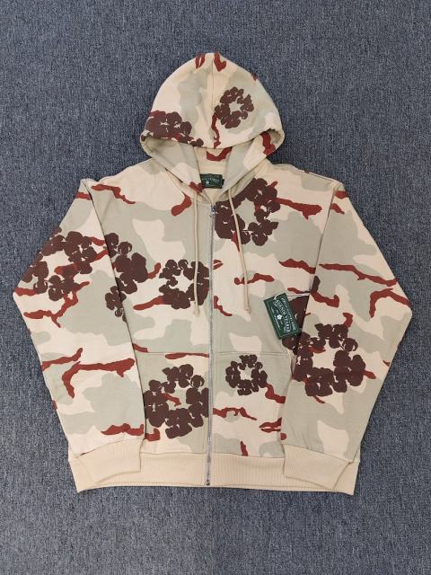 [1:1 TOP QUALITY] Denim Tears Desert Sand Camo Dark Brown Tone-On-Tone Foam Cotton Wreath Full Zip Hooded Jacket