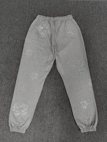 [1:1 Top Quality] Denim Tears Gray Silver Rhinestone Cotton Wreath Joggers