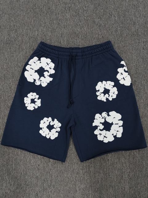 [1:1 Top Quality] Denim Tears Navy Cotton Wreath Shorts