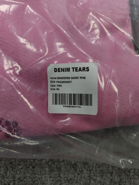 [1:1 Top Quality] Denim Tears Pink Rhinestone Cotton Wreath Shorts