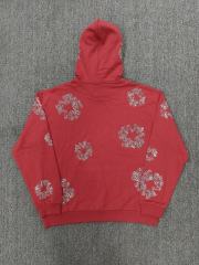 [1:1 TOP QUALITY] Denim Tears Red Rhinestone Cotton Wreath Pullover Hoodie