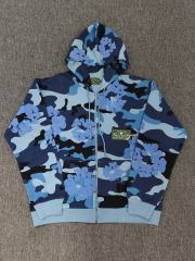 [1:1 TOP QUALITY] Denim Tears Blue Camo Tone-On-Tone Light Blue Foam Cotton Wreath Full Zip Hooded Jacket