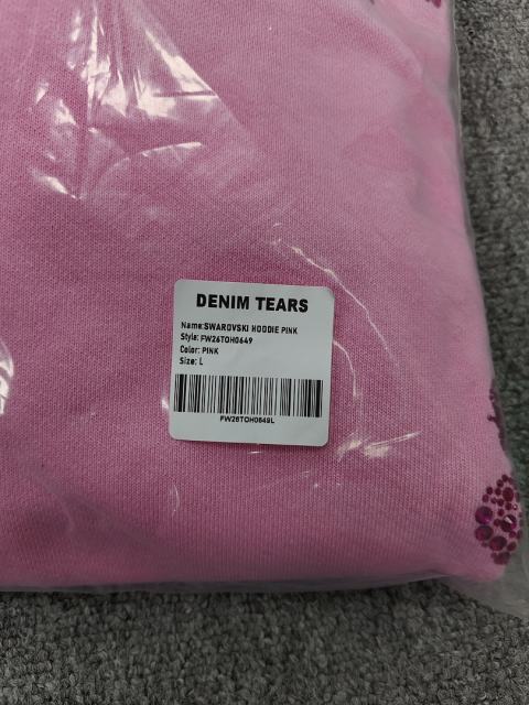 [1:1 TOP QUALITY] Denim Tears Pink Rhinestone Cotton Wreath Pullover Hoodie