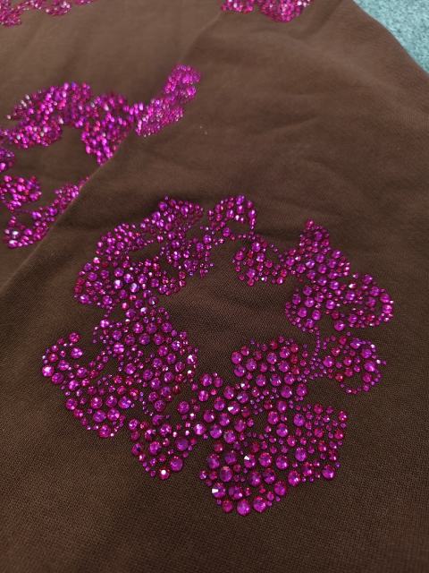 [1:1 TOP QUALITY] Denim Tears Coffee Brown Hot Pink Rhinestone Cotton Wreath Pullover Hoodie