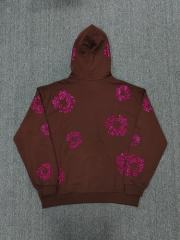 [1:1 TOP QUALITY] Denim Tears Coffee Brown Hot Pink Rhinestone Cotton Wreath Pullover Hoodie