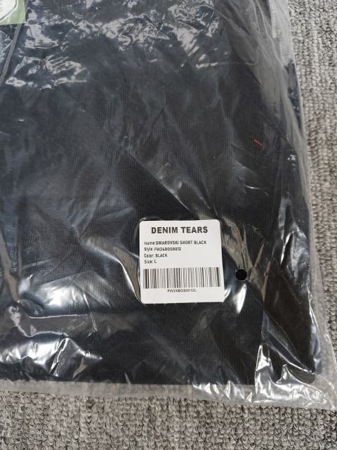 [1:1 Top Quality] Denim Tears Black Rhinestone Cotton Wreath Shorts