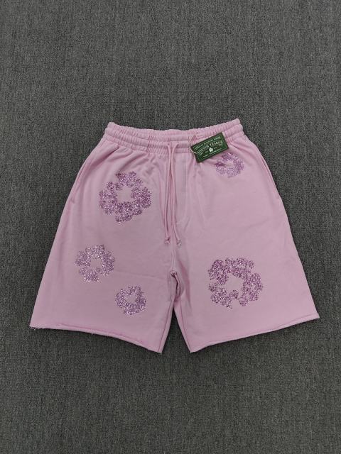 [1:1 Top Quality] Denim Tears Pink Rhinestone Cotton Wreath Shorts