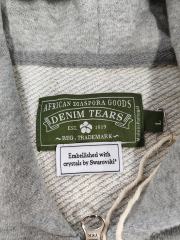 [1:1 Top Quality] Denim Tears Rhinestone Zipped Hoodie Gray