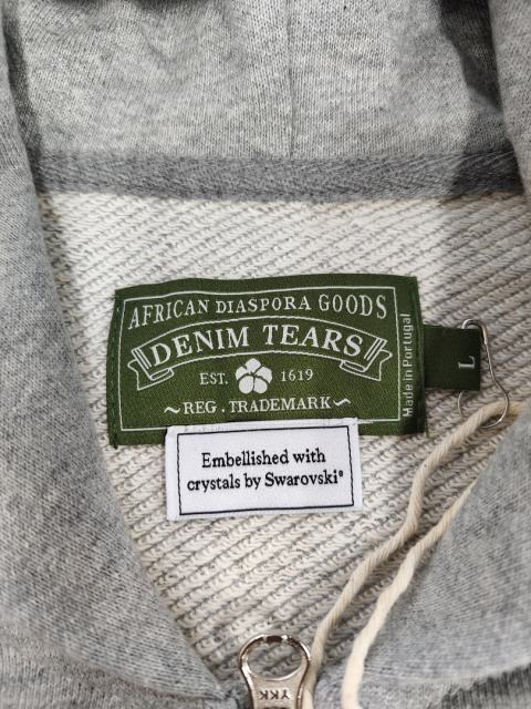 [1:1 Top Quality] Denim Tears Rhinestone Zipped Hoodie Gray
