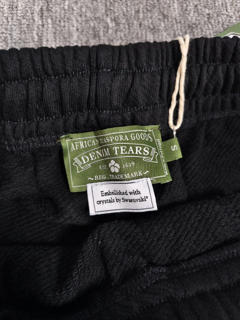 [1:1 Top Quality] Denim Tears Rhinestone Black Cotton Wreath Shorts