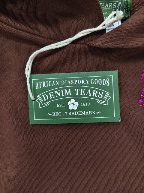 [1:1 TOP QUALITY] Denim Tears Coffee Brown Hot Pink Rhinestone Cotton Wreath Pullover Hoodie